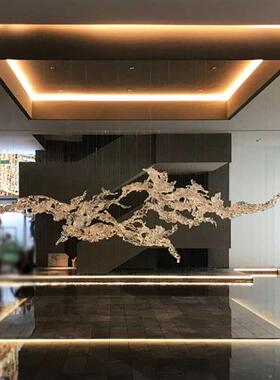 酒店售楼处大堂空中吊顶装饰透明浪花雕塑吊饰树脂摆件挂壁装饰品