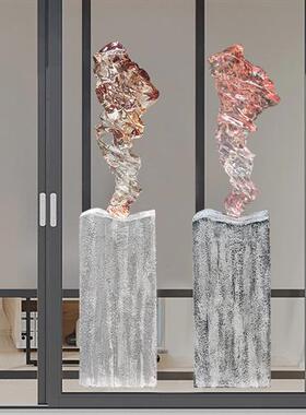 高档轻奢透明树脂软装置饰品雕塑客厅电视柜大型落地抽象卷形摆件