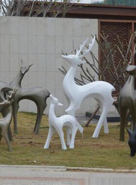 户外玻璃纤维鹿雕塑彷铜园林景观装饰房地产商业抽象麋鹿工艺装饰