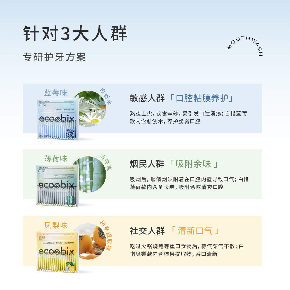 白惜漱口水便携牙结石除餐后抗糖 白惜漱口水