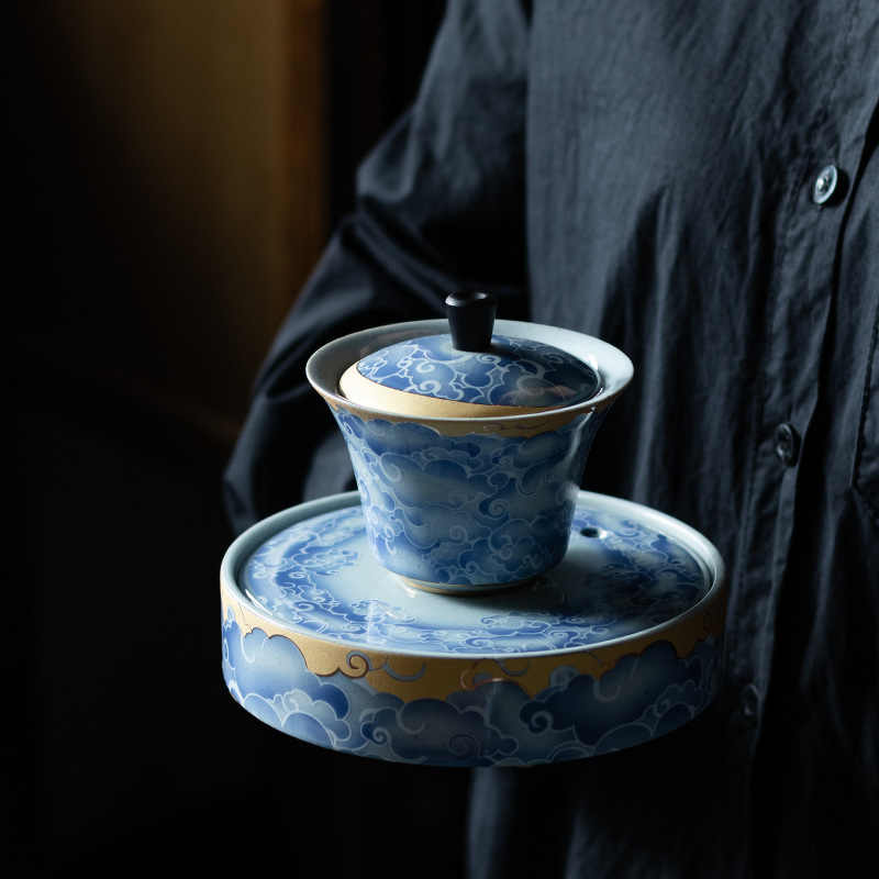 最初の 茶道具 茶道 茶具 芙蓉手 藤井青雲(藤井邦幸作) 青雲窯 煎茶揃