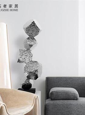 轻奢简约不锈钢落地雕塑酒店样板间现代客厅玄关装饰高端软装摆件