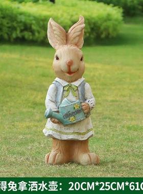 玻璃钢卡通彼得兔雕塑园林景观花园庭院装饰品户外草坪幼儿园摆件