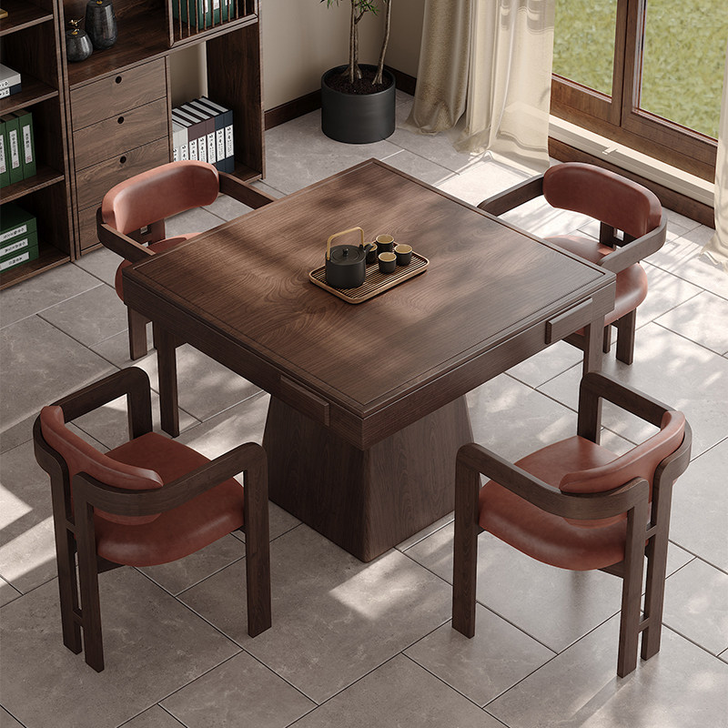 新中式岩板棋牌桌椅组合实木八仙桌掼蛋专用桌正方形四方桌餐桌,淘宝优惠券,粉丝福利购,淘宝优惠卷