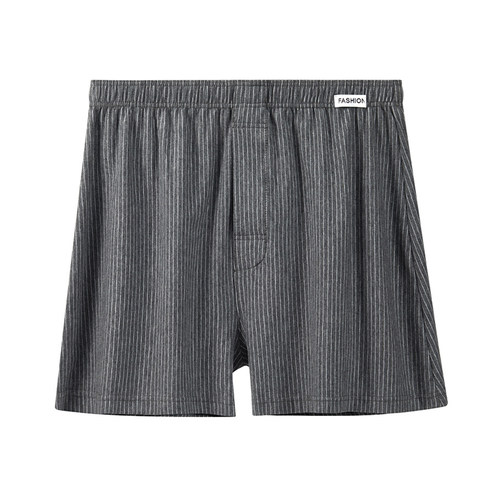 男士内裤阿罗裤宽松版透气纯棉四角裤衩居家睡裤男款大码条纹平角 - 图3