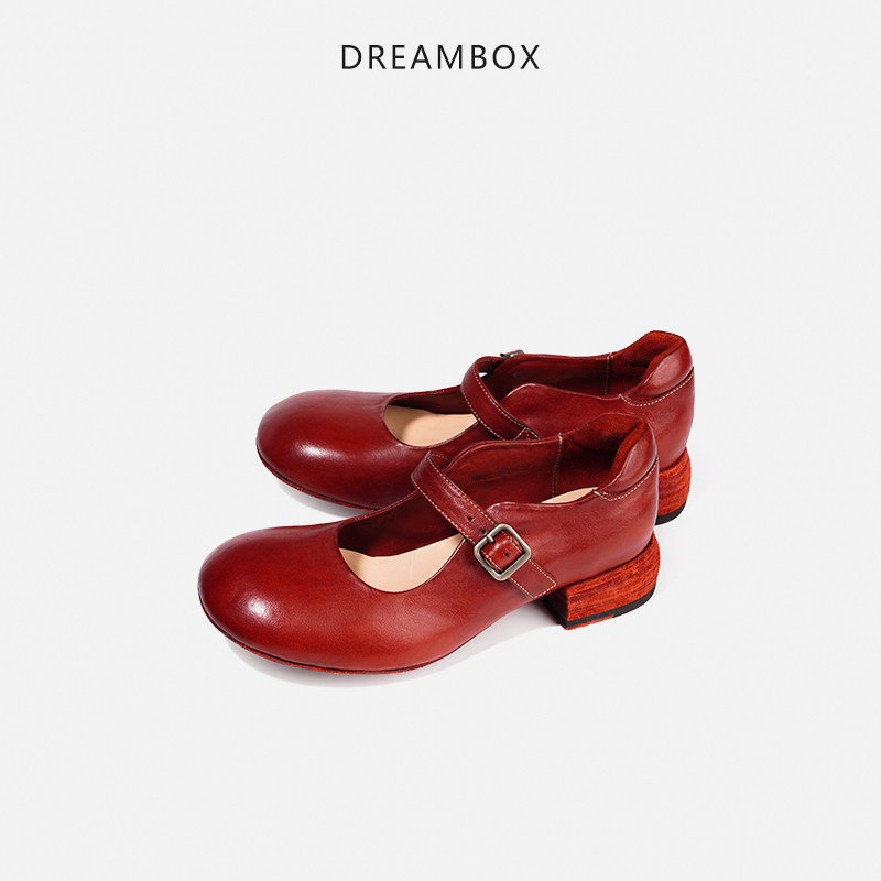 【增高约3.5cm】dreambox钧博复古做旧法式高跟鞋马皮玛丽珍女鞋,淘宝优惠券,粉丝福利购,淘宝优惠卷