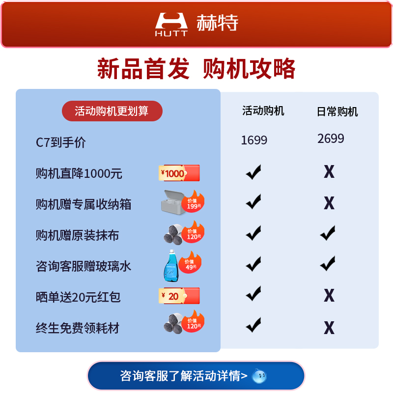 【新品首发】赫特C7智能变频喷水擦窗机器人全自动高层擦玻璃神器