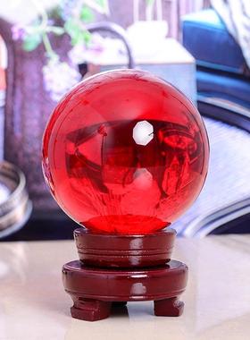高档红水晶球摆件 招财鸿运当头开业乔迁家居装饰品客厅摆件礼物