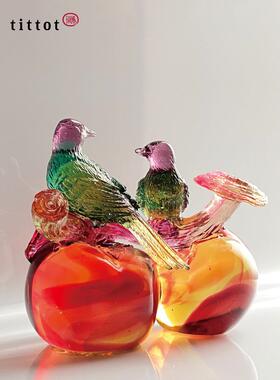 tittot琉园古法琉璃柿柿如意摆件工艺品 禄寿亨通 生日礼物送长辈