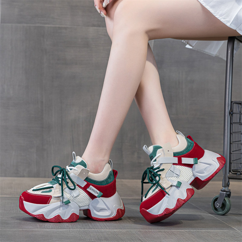 工厂撤柜原单松高底真皮女款老爹鞋2024秋季内增高百搭运动休闲鞋,淘宝优惠券,粉丝福利购,淘宝优惠卷