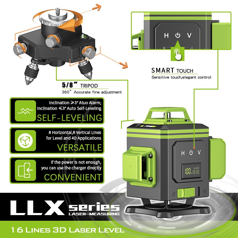 LFINE4D16线3D12线绿光水平仪激光水平仪投线仪Laserlevel-图0