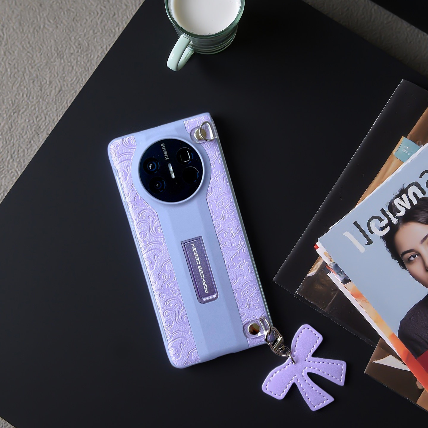适用华为matex5手机壳挂绳x6典藏版时尚紫色荣耀MagicV5高级皮质vivoxfold5女三星zfold7可爱OPPOFindN5防摔 - 图2