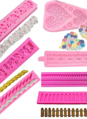 1PC 3D Pearls Strip Rose Flower Embossed Heart Buttons Ropes