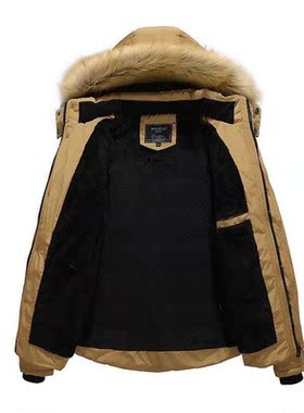 Men's cotton padded jacket with hooded and woolen collar