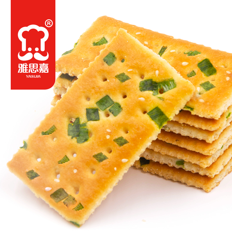 雅思嘉香葱薄脆饼干1斤袋装老味道童年500g咸味苏打葱油饼干零食 - 图1