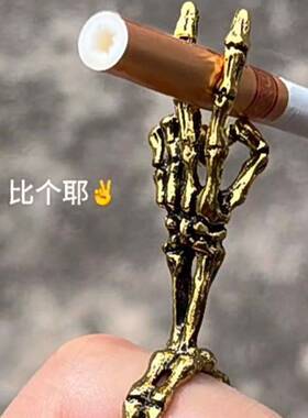氛围感抽烟指环男女烟托支架创意个性潮流戒指gr