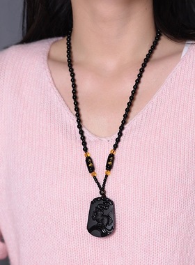 十二生肖吊坠男女款黑色生肖情侣饰品首饰项链礼物时尚饰品