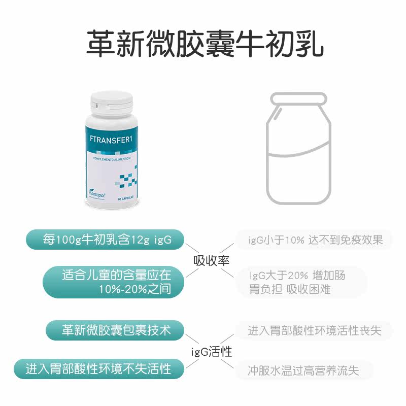 西班牙牛初乳免疫球蛋白粉抵抗胶囊 plantapol海外牛初乳