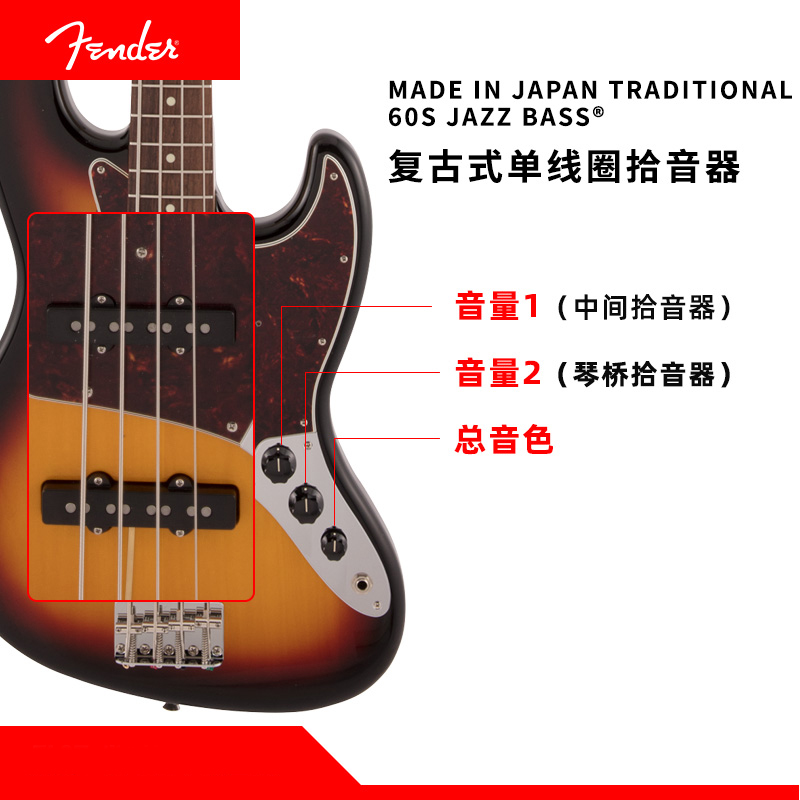 Fender芬德日产传统系列Traditional 60s Jazz Bass电贝斯 - 图3