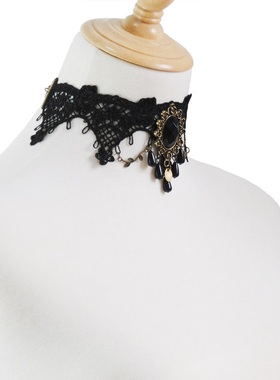 豹纹珍珠蕾丝项圈饰品锁骨颈链假领子时尚欧美短项链首饰