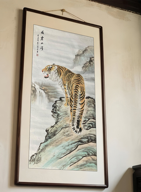 上山虎玄关挂画纯手绘办公室挂画