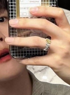 边伯贤紫罗兰戒指couple戒指周边衍生高颜值ins时尚撞色双层项链