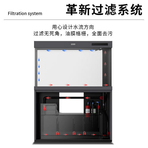 仟湖OF鱼缸超白玻璃客厅落地缸带底柜鱼缸专业底滤水族箱生态家用 - 图3