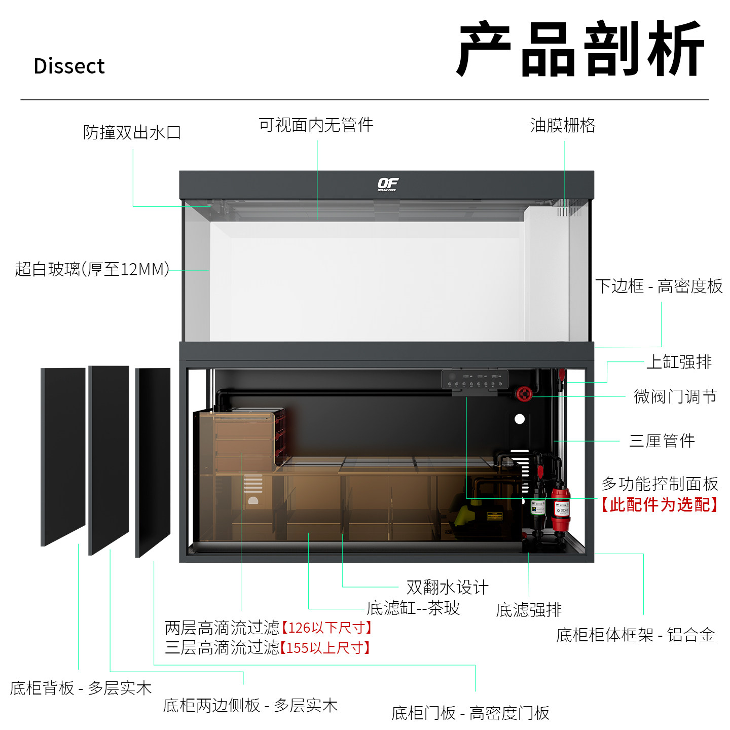 仟湖心悦缤纷底滤鱼缸客厅大型落地缸实木带底柜OF龙鱼缸2025新款,淘宝优惠券,粉丝福利购,淘宝优惠卷