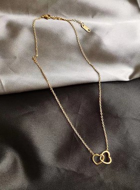 双环心形2024新简约项链女锁骨链女小众设计感网红ins风饰品礼物