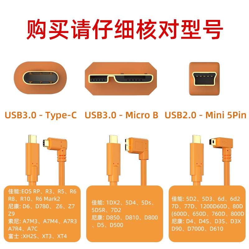 适用于索尼A7R4联机拍摄A7M4数据线r5佳能R6尼康Z6微单相机5D4连接mac笔记本电脑type-c联机线5d2/6D markⅡ - 图1