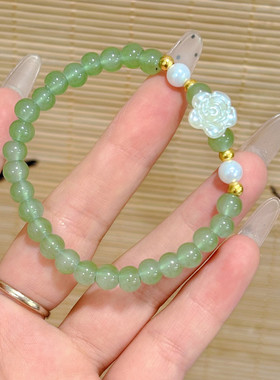 新款草木绿色山手串串珠小众手链