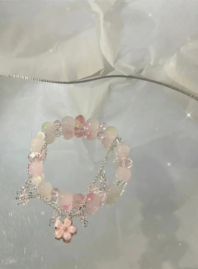 春日来信桃花流苏手链小众设计