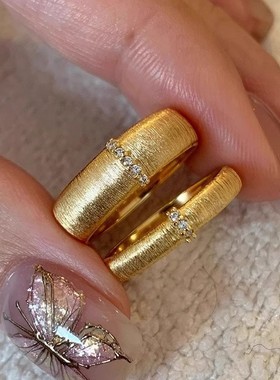 拉丝金属素圈戒指女轻奢高级感