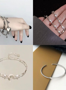 欧美叠戴手链轻奢新款高级潮小众设计星球小清新手链合金