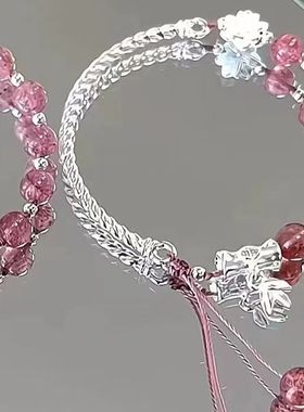 新款可爱粉色花朵手镯精致女新款送女友闺蜜礼物