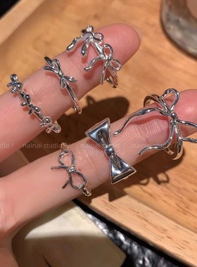 芭蕾风结戒指~银色冷淡风韩系