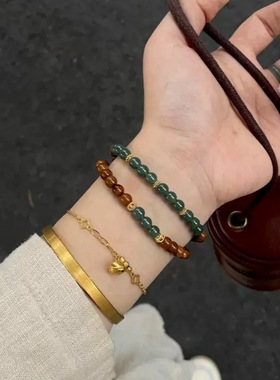 新中式叠戴双圈手串时尚双色设计