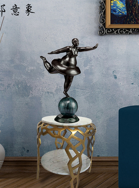 优邸抽象人物圆融铜摆件新中式手工原创工艺品家居装饰品高级轻奢