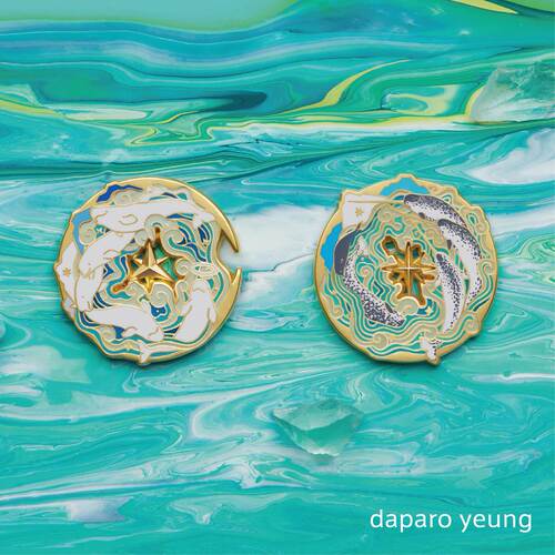 daparo yeung达普罗白鲸一角鲸鲸鱼胸针荧光夜光生日礼物配大衣 - 图1