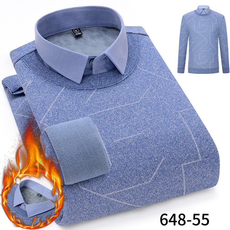 保罗冬季加绒套头毛衣男青年针织衫 保罗奢悍针织衫/毛衣