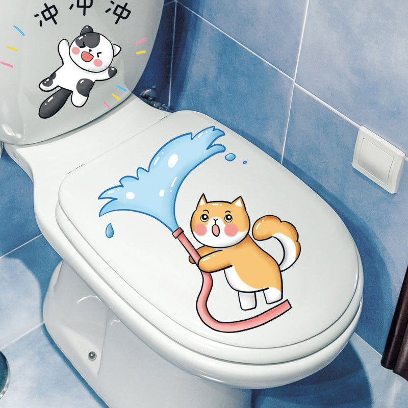 马桶盖贴画搞笑创意卡通卫生间厕所坐便贴装饰防水贴纸墙贴画自粘