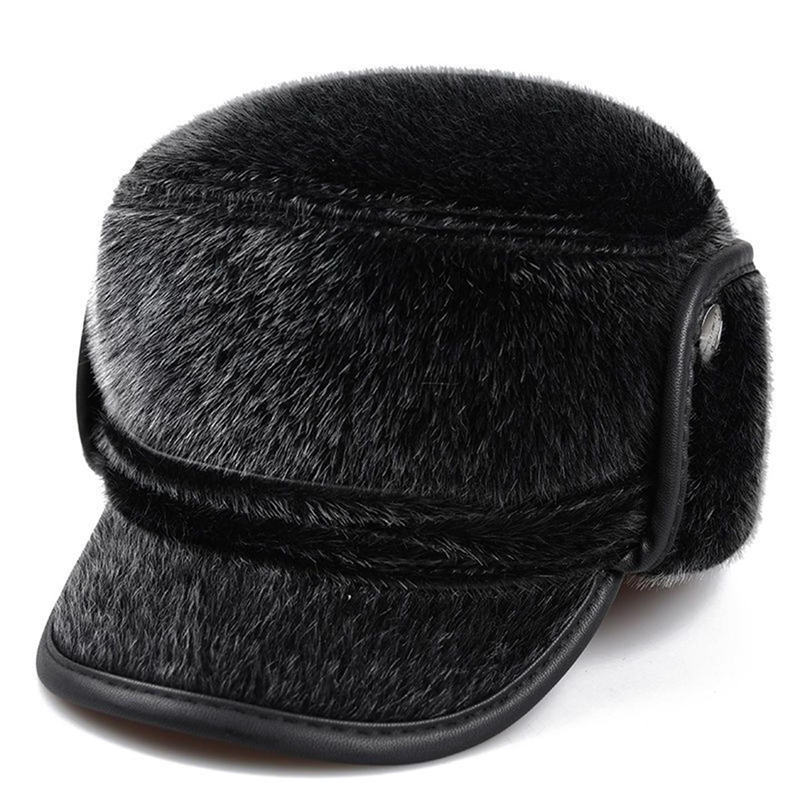 中老年人帽子男士冬季冬天爸爸平顶老人爷爷老头护耳保暖高档男帽 - 图0