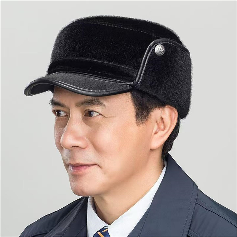 中老年人帽子男士冬季冬天爸爸平顶老人爷爷老头护耳保暖高档男帽 - 图3