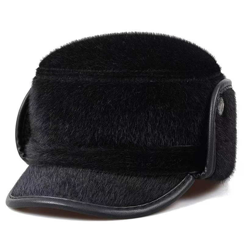 中老年人帽子男士冬季冬天爸爸平顶老人爷爷老头护耳保暖高档男帽 - 图2