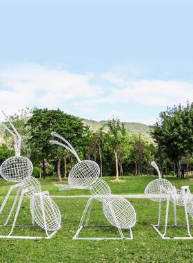 镂空不锈钢发光蚂蚁摆件草坪铁艺编织动物雕塑公园小区庭院美陈品