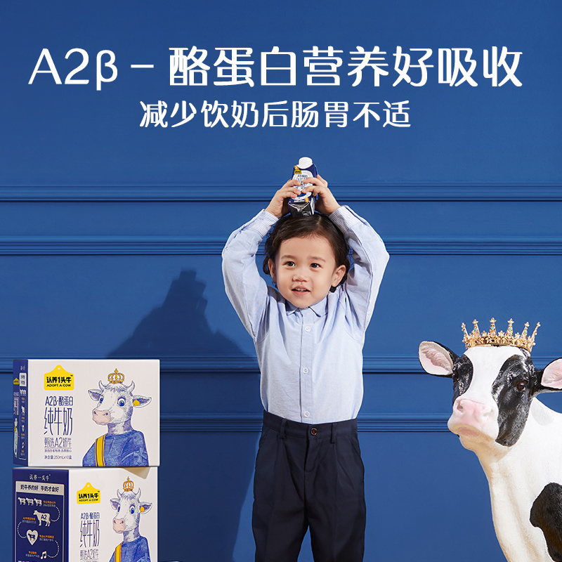 官方正品认养一头牛A2β-酪蛋白纯牛奶250ml*10盒*1提儿童纯牛奶
