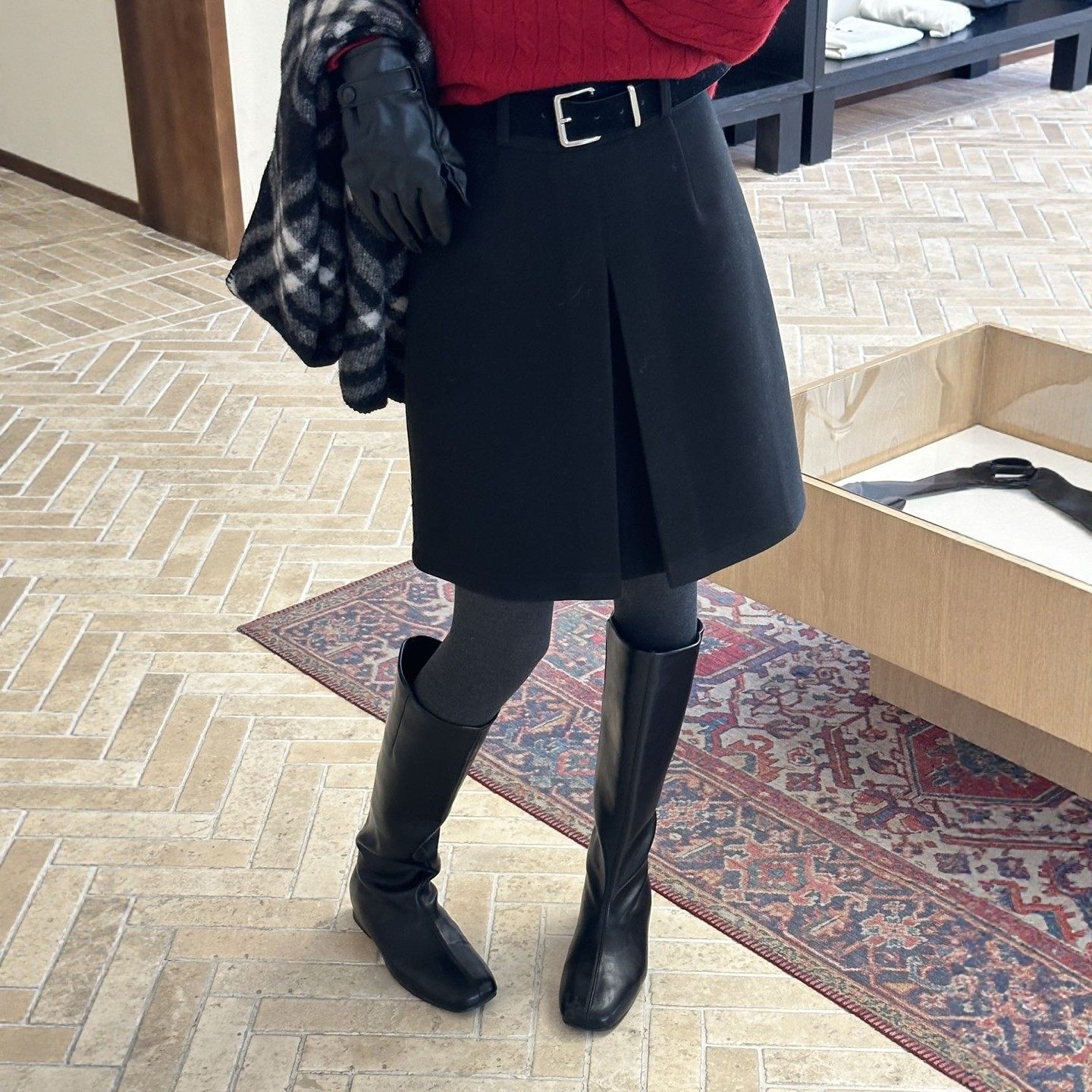 SJG设计感灰色半身裙女2025冬季新款高腰气质显瘦A字中裙子66A81,淘宝优惠券,粉丝福利购,淘宝优惠卷