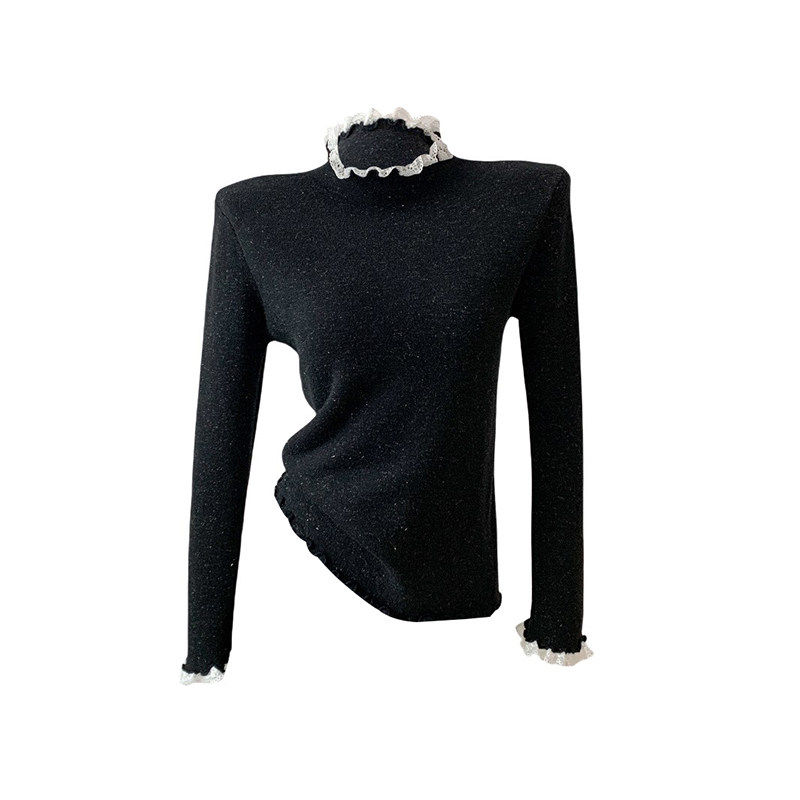 半高领蕾丝打底衫女内搭加绒2025秋冬新款加厚毛衣高级感好看上衣,淘宝优惠券,粉丝福利购,淘宝优惠卷