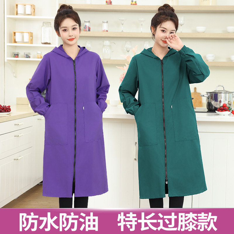 特长大褂纯色防水防油罩衣女秋冬外套厨房围裙工作服家务防尘护衣,淘宝优惠券,粉丝福利购,淘宝优惠卷