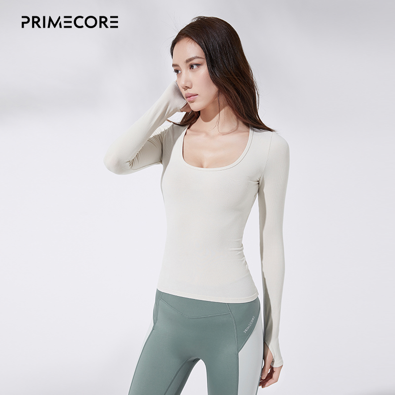 PRIMECORE丨P.C RIB 三角露背修身上衣长袖T恤女 TW9-FRAS - 图0